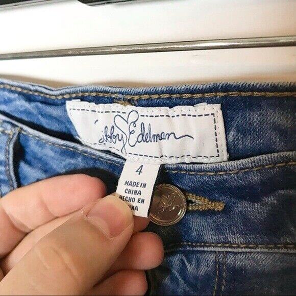 Libby Edelman Women's 4 Light Wash Embroidered Distressed Mid Rise Crop Jeggings - Picture 3 of 9